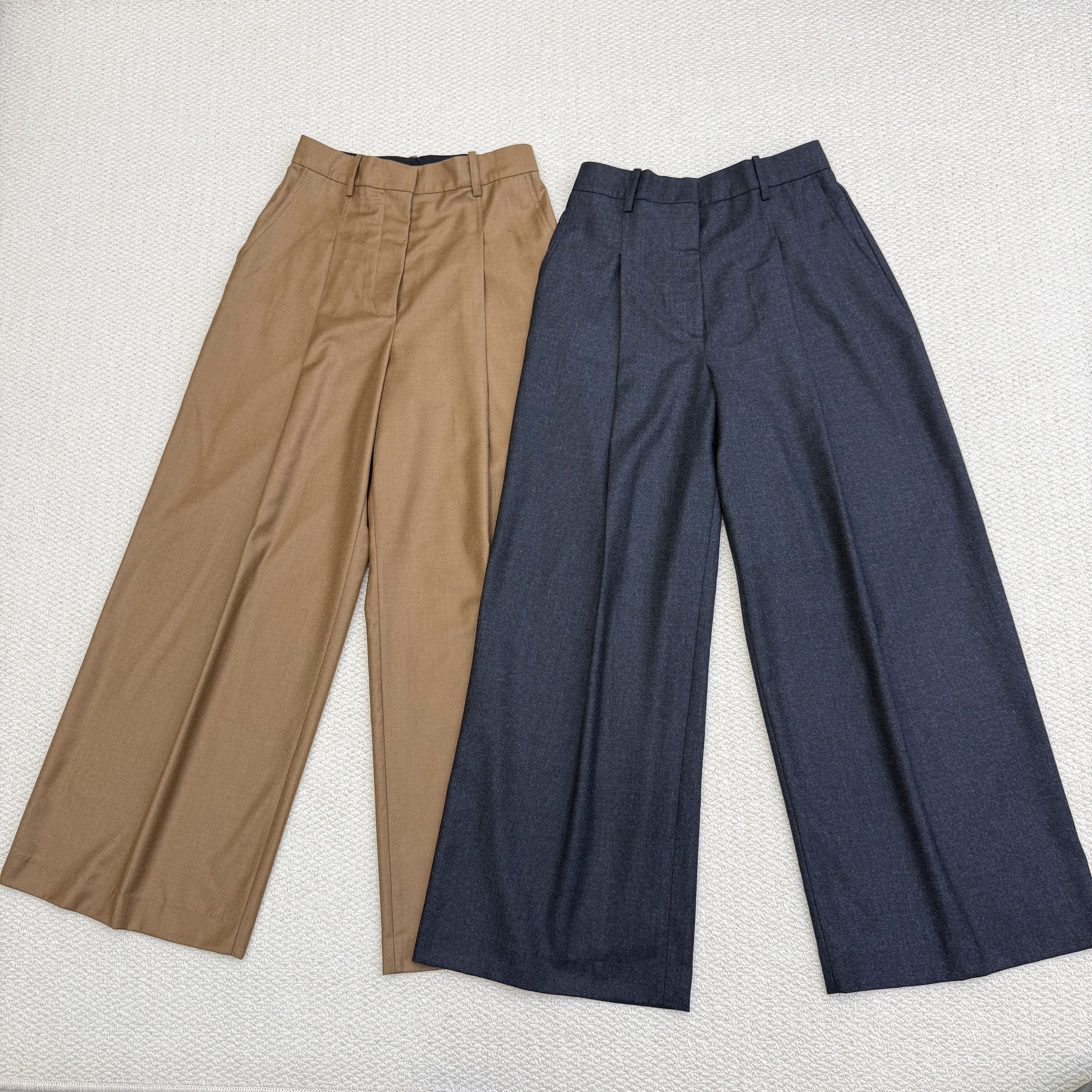 2026秋冬新品 羊毛法兰绒褶裥宽松休闲阔腿直筒长裤Q0801210