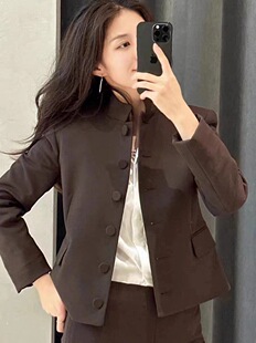 2026早春新品 复古小立领羊毛混纺短款 西装 外套N0805122 女装