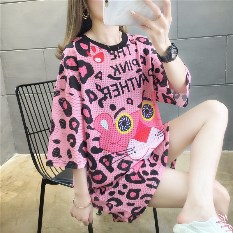 睡裙女夏季薄款冰丝绸缎短袖家居服可外穿韩版可爱宽松中长款睡衣