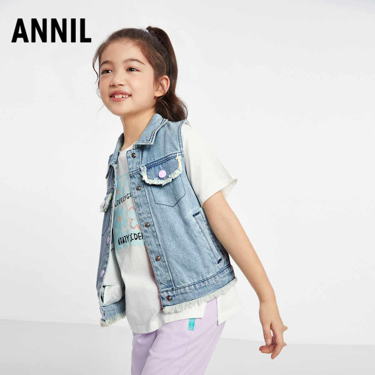 安奈儿春秋装儿童大童背心外套外穿马夹坎肩纯棉女童洋气牛仔马甲,童装/婴儿装/亲子装,马甲,淘宝优惠券,粉丝福利购,淘宝优惠卷