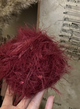 丝绒红水晶DENGD亮片手混线特色红色线手工DIY钩编织包包饰品配线