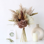 狂想者新品 饰插花 饰装 干花蒲扇柴芦混搭花束自然侘寂风格 家居装