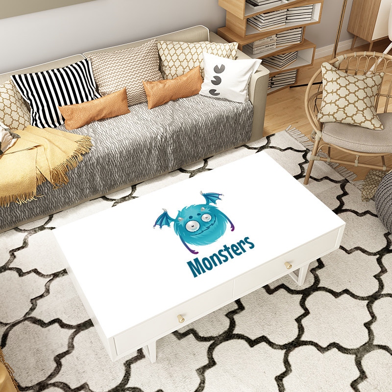 茶几垫防水防油防烫pvc防尘垫家用软玻璃桌布网红卡通小恶魔图案