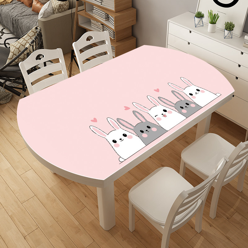 椭圆形软玻璃pvc桌布防水防烫防油免洗卡通桌垫塑料餐桌垫水晶板