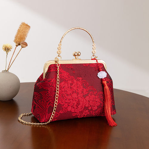 中式婚礼用婚包女2026新款手提口金包搭旗袍的包红色新娘结婚包