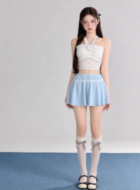 裙式挂脖比基尼分体泳衣少女感三件套甜美超仙纯欲度假泡温泉绝美