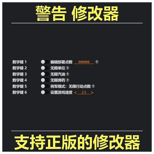 非游戏 支持正版 《警告》WARNO 修改器 可包更新