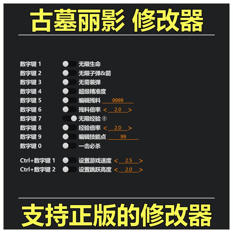 非游戏 支持正版 《古墓丽影》Tomb Raider 修改器 可包更新