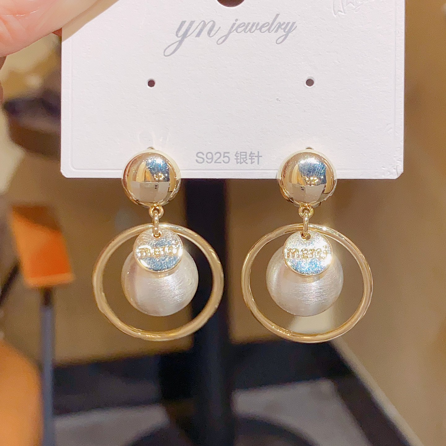 欧美个性时尚复古夸张金属球球圆环耳坠气质轻奢百搭冷淡风耳环女