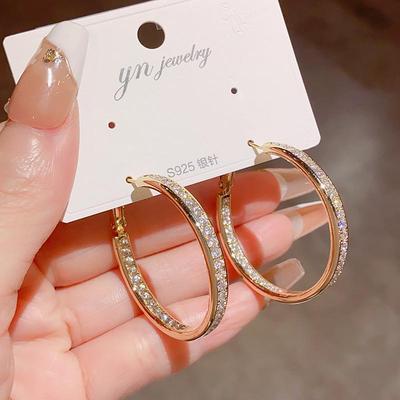 冷淡风微镶锆石耳圈欧美个性时尚