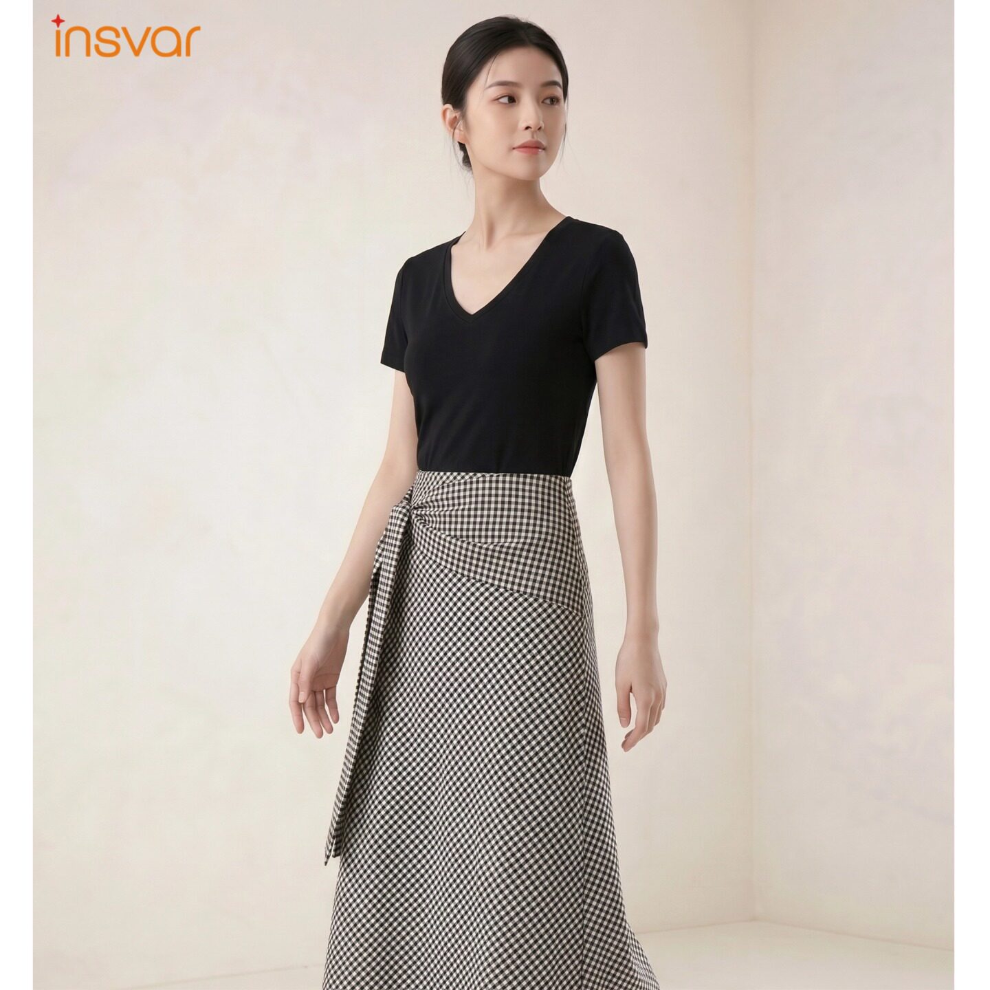 INSVAR通勤显瘦千鸟格套装女