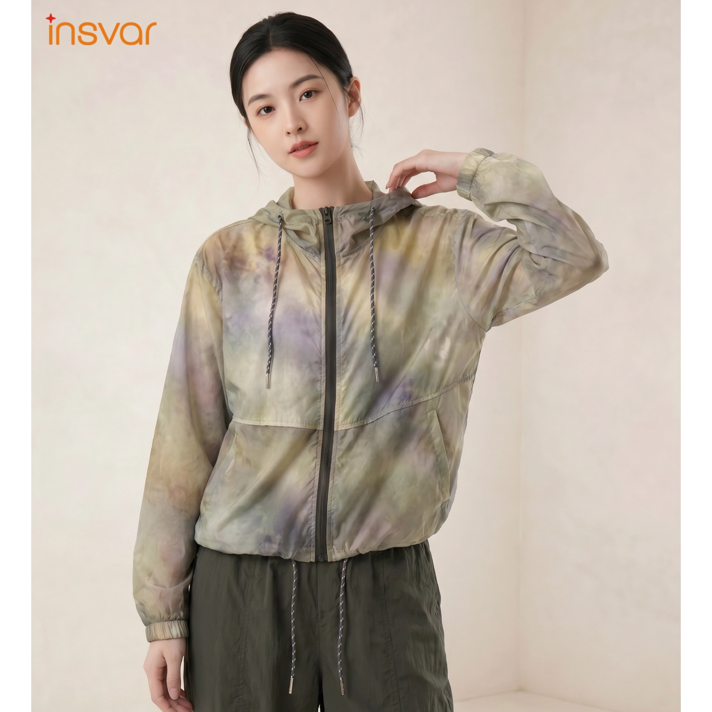 INSVAR工装扎染连帽衣女套装