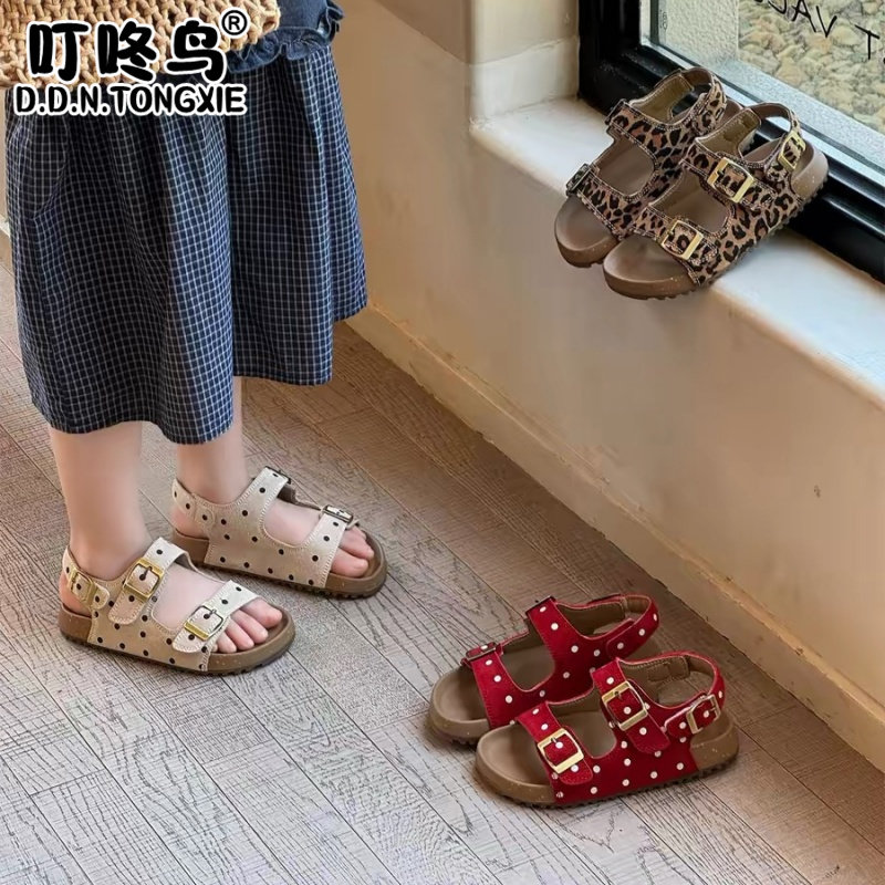 小圆点真皮夏天宝宝凉鞋