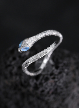 禾派 钉砂蛇戒指冷淡风S925纯银小众百搭高级感戒指