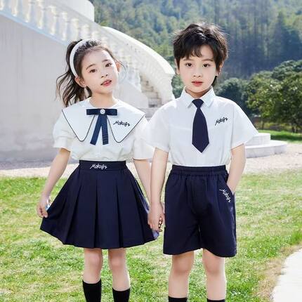 幼儿园园服班服拍毕业照衣服小学生夏季短袖校服朗诵比赛演出服装