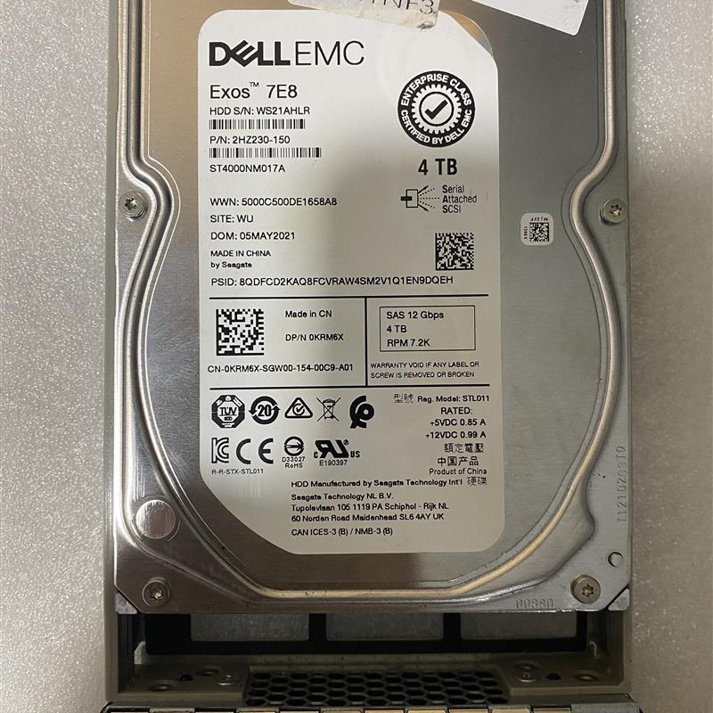 Dell/戴尔 4T SAS 7.2K 3.5寸12GB 硬盘 ST4000NM017A  0KRM6X