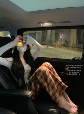 POET WONG【随心自在】人手一条百搭时髦洋气垂感格纹格子裤磨毛