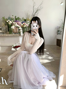 POET WONG【恋恋纸片人】 两穿莱赛尔天丝交叉可系带长袖开衫外套