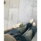 POET Ac100棉多重水洗松弛做旧慵懒宽松牛仔裤 WONG 随性美女感