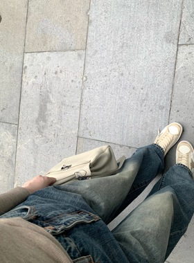 POET WONG【随性美女感】Ac100棉多重水洗松弛做旧慵懒宽松牛仔裤