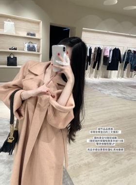 POET WONG【年度大衣】绝美三文鱼粉 气质灰色羊毛骆驼绒双面呢厚