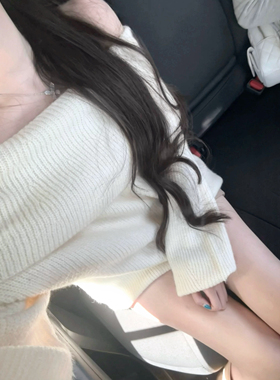 POET WONG【淡颜美人】羊毛羊驼毛混纺软糯一字肩韩系小白花毛衣