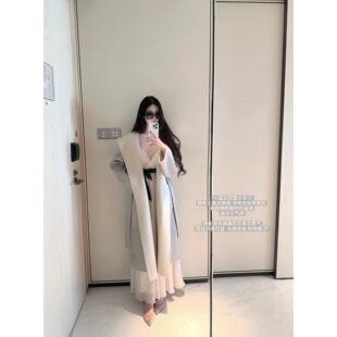 POET WONG【玉瓷脂】双面可穿l*ouis v中长款100羊毛收腰女神大衣
