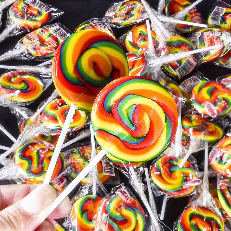 【整盒100支】17g彩虹功夫棒棒糖七彩波板糖可爱糖果礼物