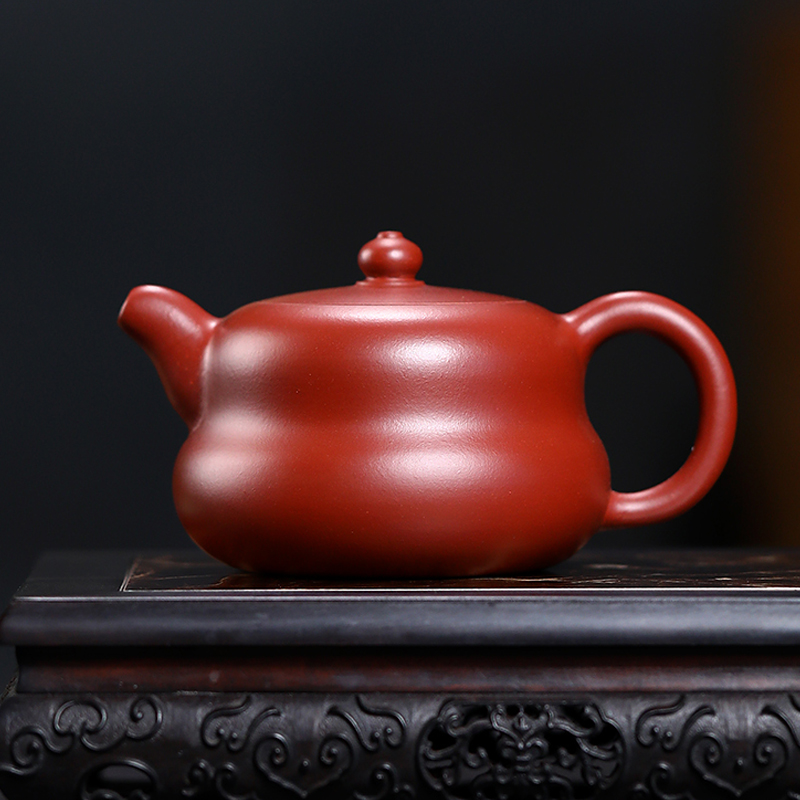 御壶 宜兴紫砂壶纯全手工茶具200cc球孔茶壶 原矿朱泥大红袍葫芦
