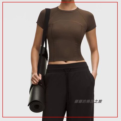 韩国代购lululemon露露乐蒙Ribbed Nulu 女罗纹短袖T恤LW3KNOS