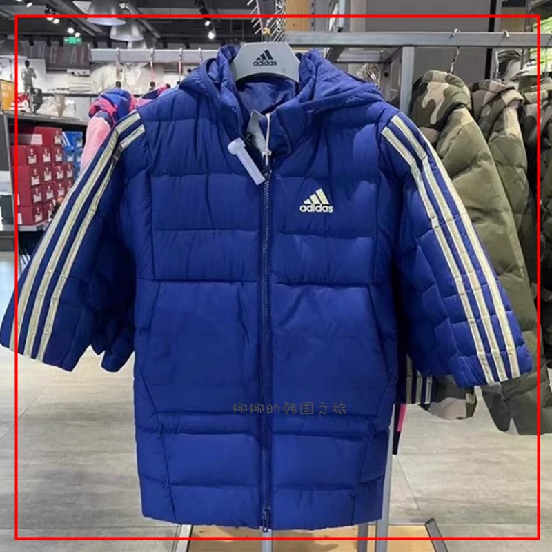 韩国代购Adidas阿迪达斯儿童男生童装鹅绒保暖羽绒服外套H40332