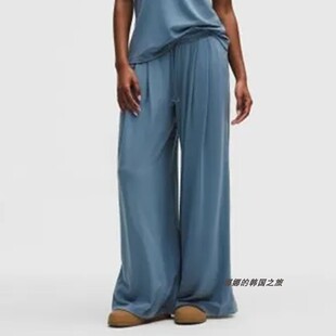 韩国代购lululemon 时尚宽松高腰百褶超阔腿裤休闲长裤LW5JMCS