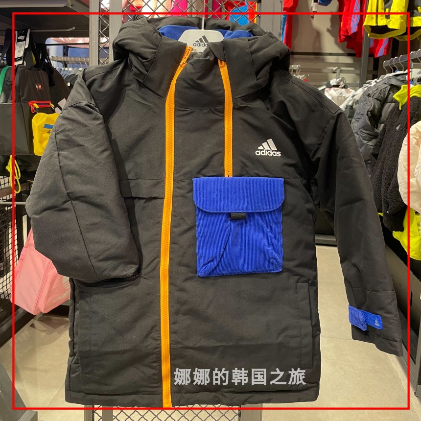 韩国直邮代购adidas阿迪达斯冬季羽绒服儿童男生派克服外套H40336