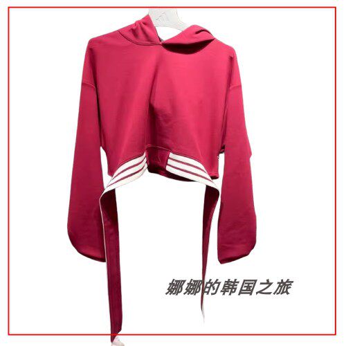 韩国代购adidas阿迪达斯 SWEAT HOODIE 短款连帽卫衣KX4643