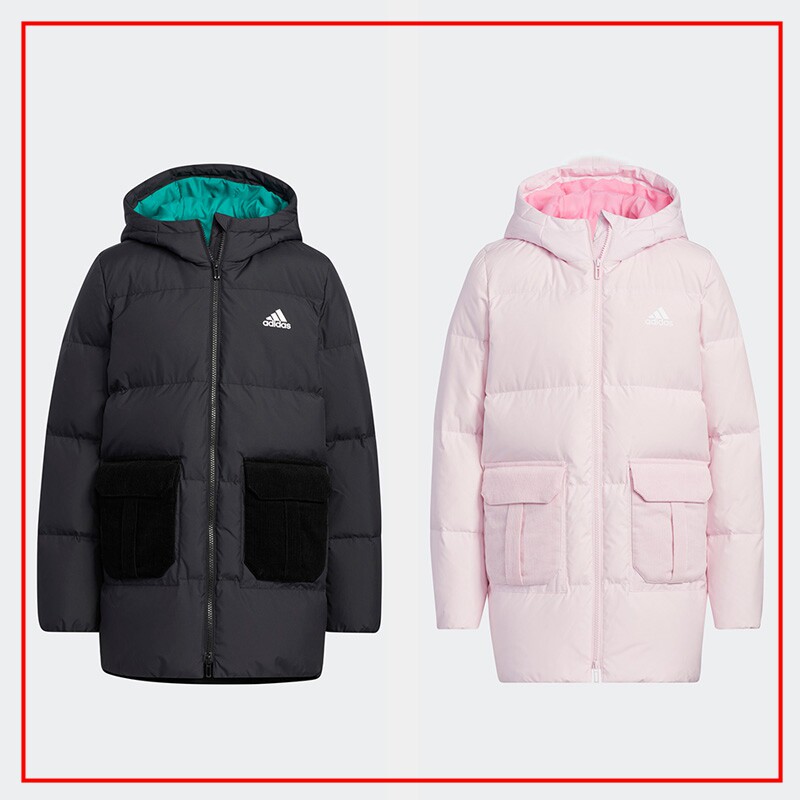 韩国代购Adidas阿迪达斯儿童男女童装鹅绒保暖羽绒服外套HM9667