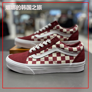 韩国代购Vans范斯OLD SKOOL红色棋盘格帆布鞋低帮板鞋VN000DB3Y52