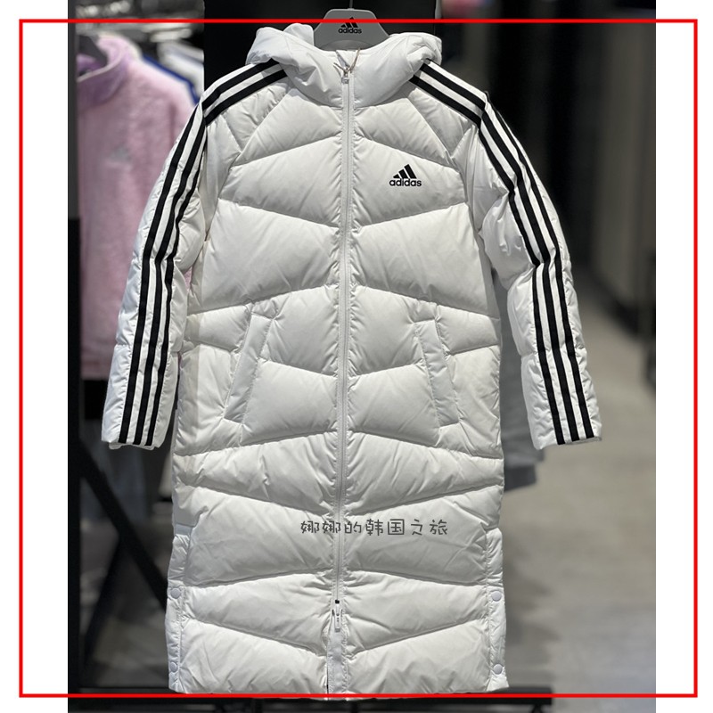 韩国代购Adidas阿迪达斯儿童男女童装鹅绒保暖羽绒服长外套HM7165