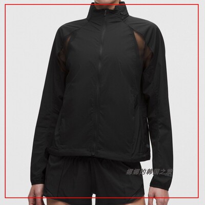韩国代购lululemon Ventilated 女跑步自收纳网纱外套LW4CP1S