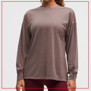 韩国代购lululemon露露乐蒙EasySet 女士运动宽松长袖T恤LW3KCJS