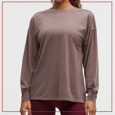 韩国代购lululemon露露乐蒙EasySet 女士运动宽松长袖T恤LW3KCJS