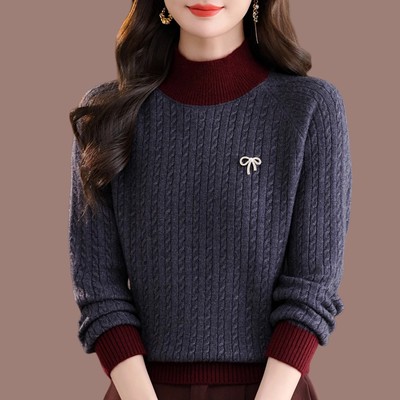 秋冬新款半高领毛衣女加厚打底衫