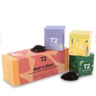 澳洲直邮t2茶叶经典早茶三部曲锡罐礼盒Best In Black红茶伴手礼