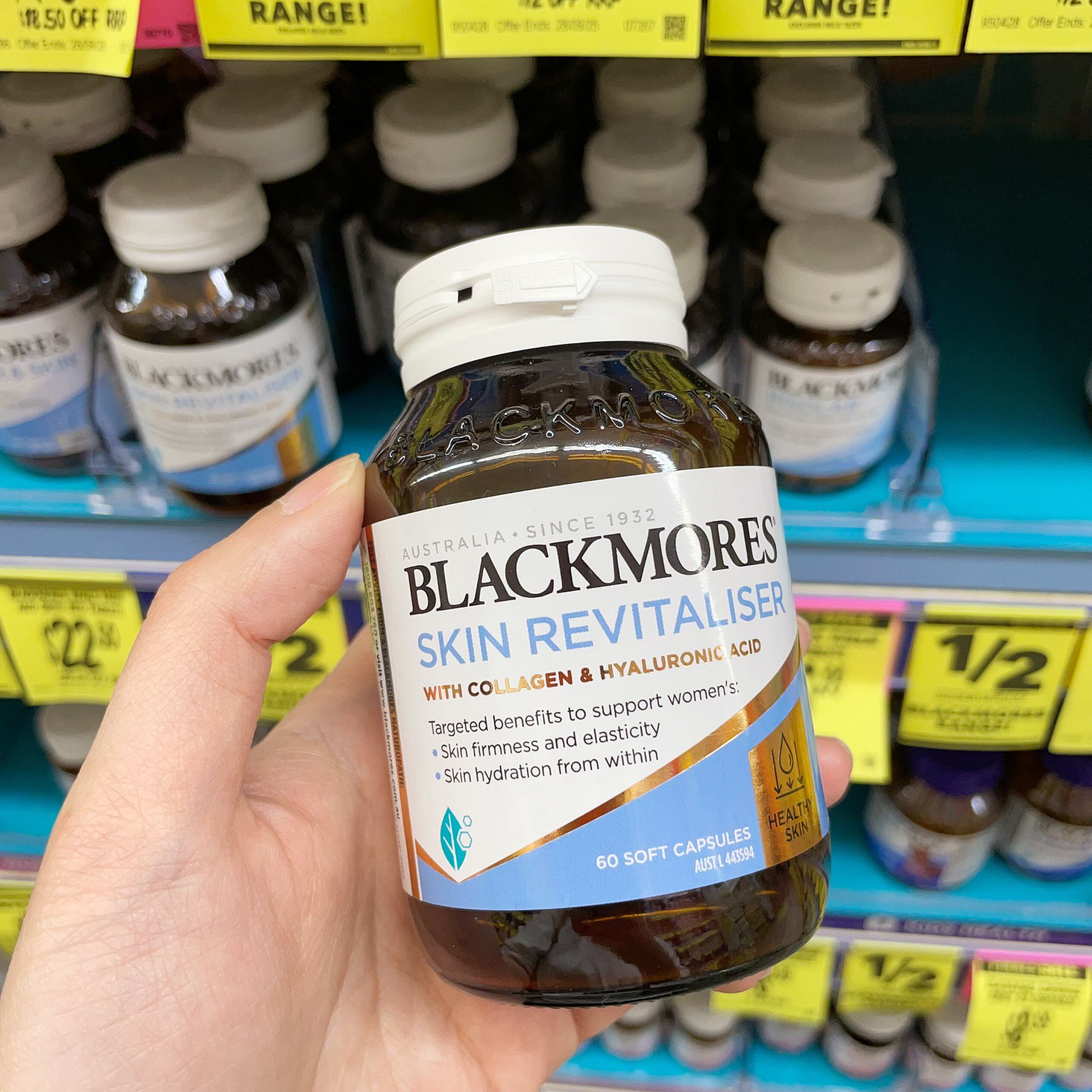 澳洲代购直邮 blackmores 透明质酸焕肤片 水解海洋胶原蛋白 60粒