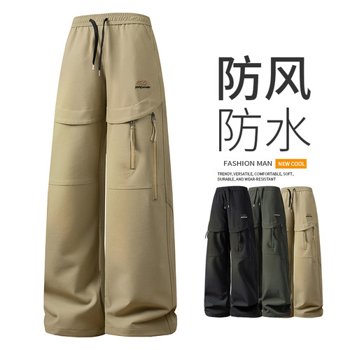 美式休闲宽松男工装裤阔腿多口袋