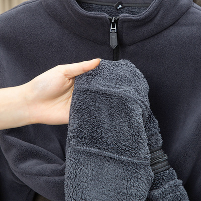 夹克加绒加厚奥利绒拉链开衫外套