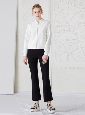 青春白色空气层拼蕾丝休闲轻运动风棒球服外套女2023新款