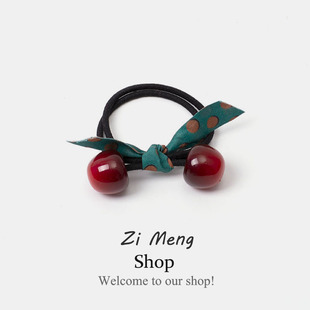 韩版 高弹力蝴蝶结樱桃发绳扎头发皮筋头绳网红简约气质盘发圈皮套