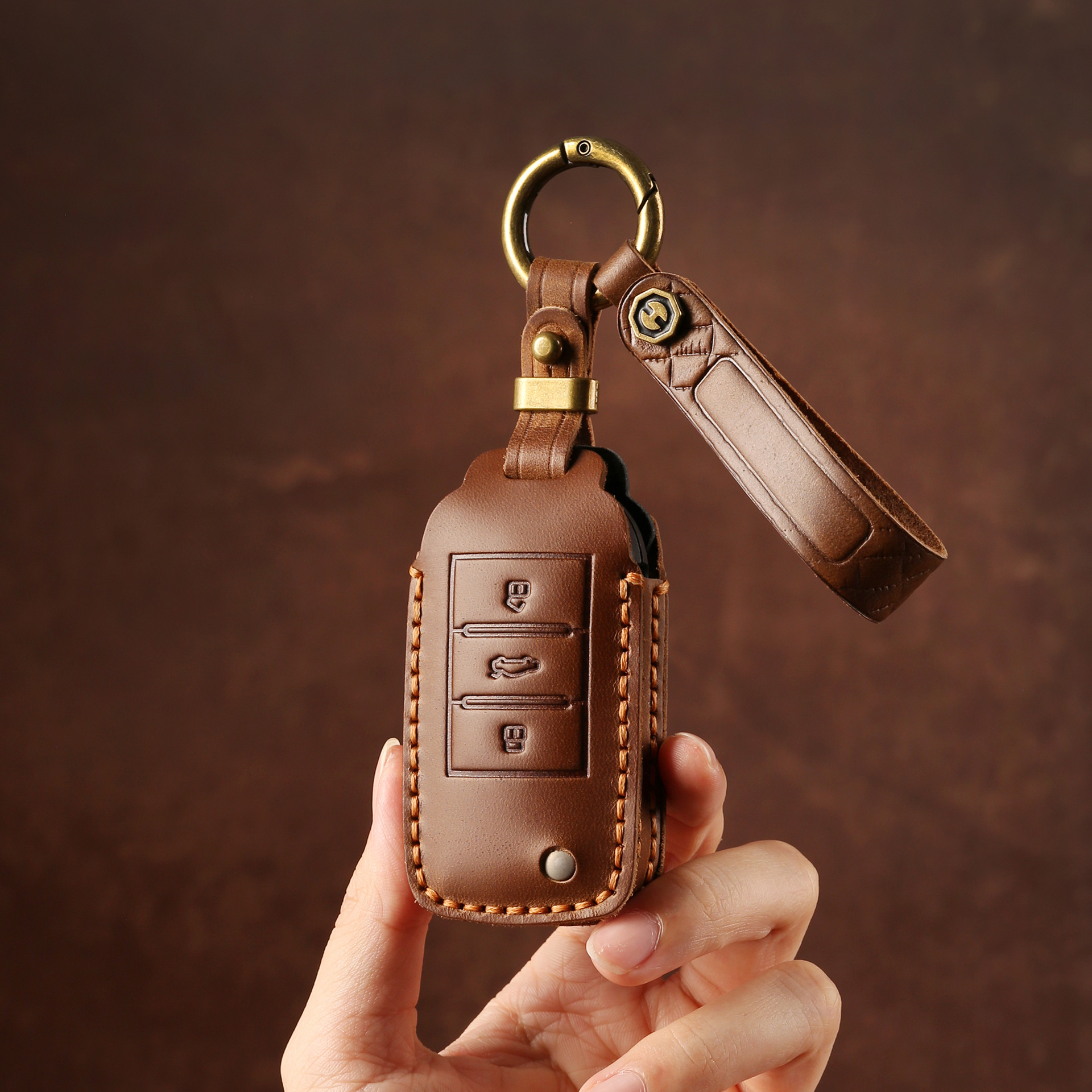 真皮钥匙套适用于荣威ei6钥匙套名爵专用荣威rx5plus钥匙包壳扣