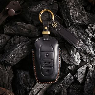 适用于东风标致408钥匙套高端真皮4008壳5008包508雪铁龙钥匙包扣