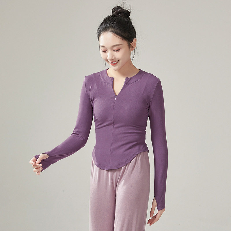 现代舞V领针织修身套指拉链长袖上衣古典舞秋冬练功服教师形体服,运动/瑜伽/健身/球迷用品,现代舞服装,淘宝优惠券,粉丝福利购,淘宝优惠卷